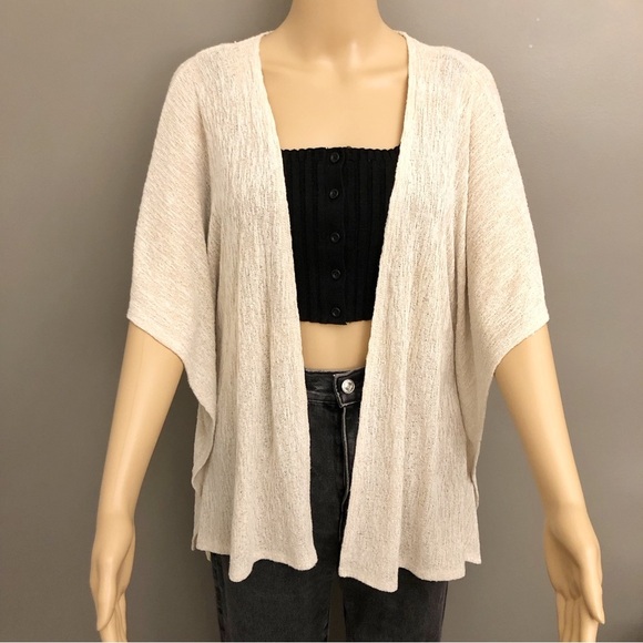 LAURA Petites Oversized Knitted Minimalist Beige Slouchy Kimono Blouse Cardigan. - Picture 2 of 12